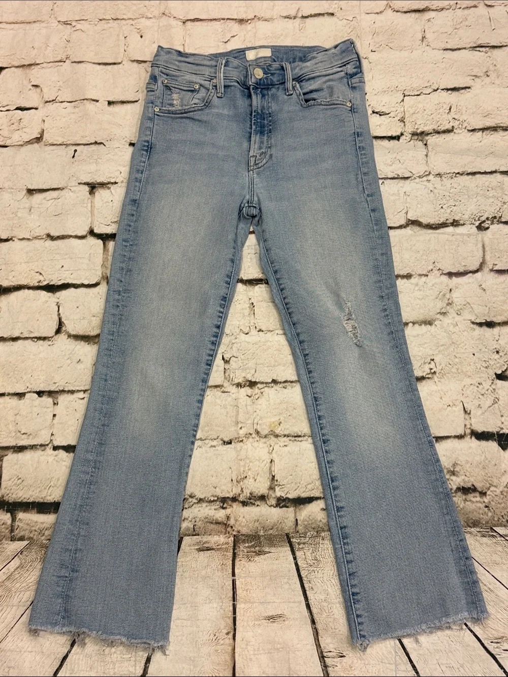 Mother Insider Step Chew Crop Jeans In Outerspace Size 25